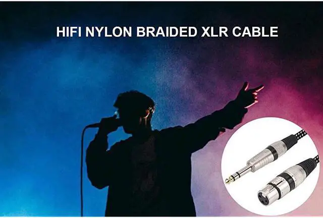 Alt view image 7 of 7 - Female to 14 Inch TRS Cables 6 FT Nylong Braided 3 Pin Female to 635mm TRS Male Balanced Wire Mic Cord Pure Copper Conductors
