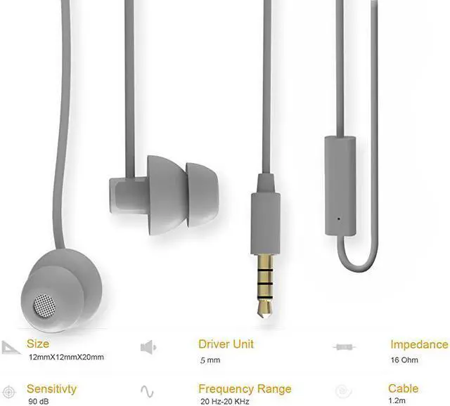 Alt view image 4 of 4 - Sleeping Headphones inEar Soundproof Earplug Soft Earbuds with Mic Noise Cancelling Sleep Earphones Earpods for Side Sleeper Insomnia Snoring Air Travel Bedtime Listening Gray