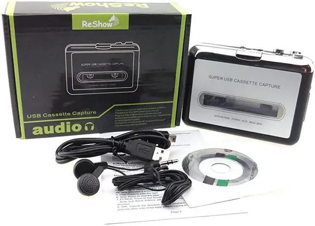 Alt view image 7 of 7 - Cassette Player Portable Tape Player Captures MP3 Audio Music via USB Compatible with Laptops and Personal Computers Convert Walkman Tape Cassettes to iPod Format Silver