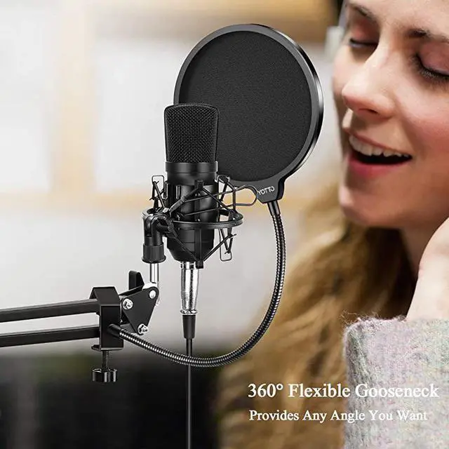 Alt view image 7 of 7 - Microphone Pop Filter Studio Windscreen Mic Cover Mask Shield with Flexible Gooseneck and Clamp for Blue Yeti Audio Technica and All Microphones