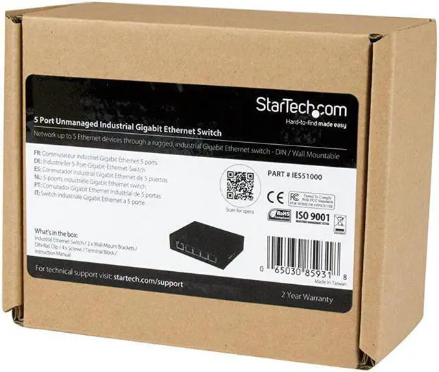 Alt view image 4 of 4 - com 5 Port Unmanaged Industrial Gigabit Ethernet Switch - DIN Rail / Wall-Mountable Network Switch - Rugged IP30 Gigabit Switch (IES51000)