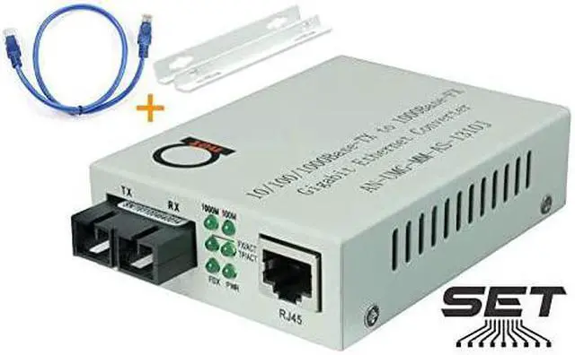 Main image of Gigabit Fiber Media Converter BuiltIn Fiber Module 2 km 124 miles SC to UTP Cat5e Cat6 101001000 RJ45 Auto Sensing Gigabit or Fast Ethernet Speed Jumbo Frame LLF Support