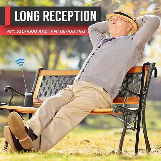 Alt view image 4 of 6 - Portable Radio | AMFM 2AA Battery Operated with Long Range Reception for Indoor Outdoor Emergency Use | Radio with Speaker Headphone Jack Black