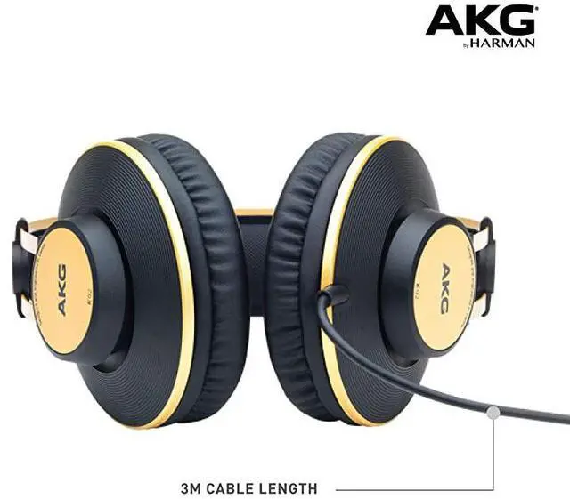 Alt view image 4 of 6 - K92 OverEar ClosedBack Studio Headphones Matte Black and Gold