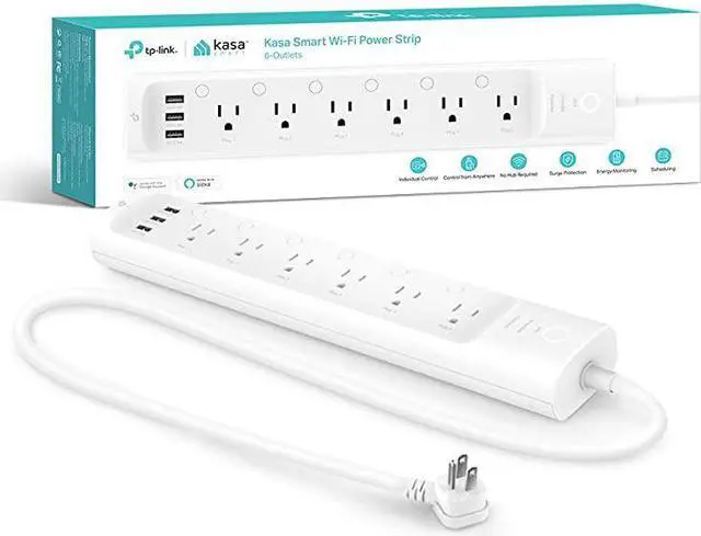 Main image of Plug Power Strip Surge Protector w 6 Smart Outlets and 3 USB Ports Works with Alexa Echo amp Google Home No Hub Required HS300
