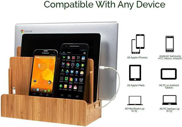 Alt view image 2 of 7 - GUS MultiDevice Charging Station Dock Organizer Multiple Finishes Available for Laptops Tablets and Phones Strong Build EcoFriendly Bamboo