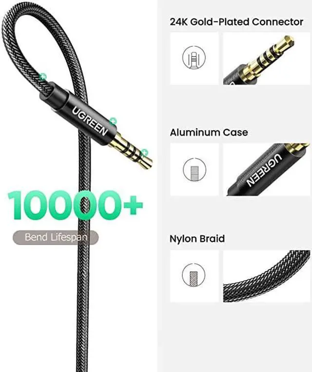 Alt view image 7 of 7 - 35mm Male to Female Extension Cable with Microphone Stereo Audio Adapter Compatible for iPhone iPad Smartphones Tablets Media Players 6FT