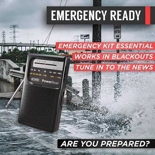 Alt view image 6 of 6 - Portable Radio | AMFM 2AA Battery Operated with Long Range Reception for Indoor Outdoor Emergency Use | Radio with Speaker Headphone Jack Black