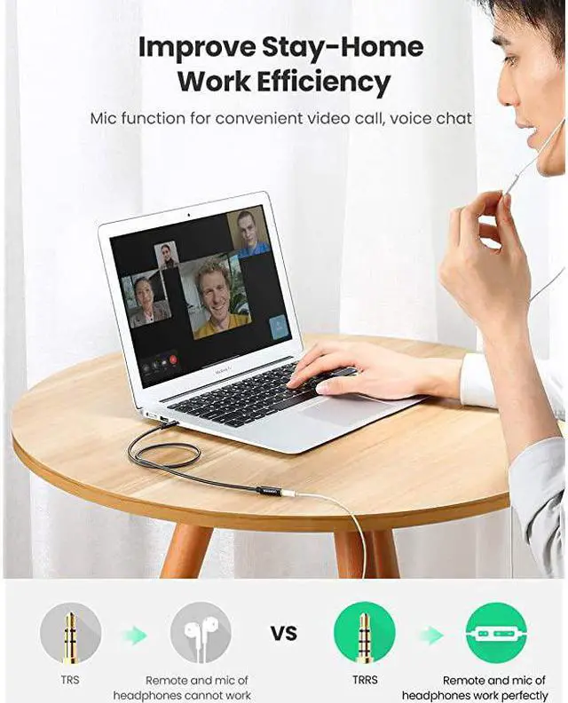 Alt view image 3 of 7 - 35mm Male to Female Extension Cable with Microphone Stereo Audio Adapter Compatible for iPhone iPad Smartphones Tablets Media Players 6FT