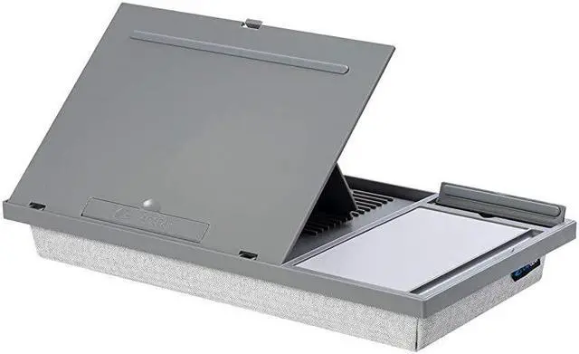 Alt view image 4 of 5 - Ergo Pro Lap Desk with 20 Adjustable Angles Mouse Pad and Phone Holder Gray Fits up to 156 Inch Laptops and Most Tablets Style No 49405