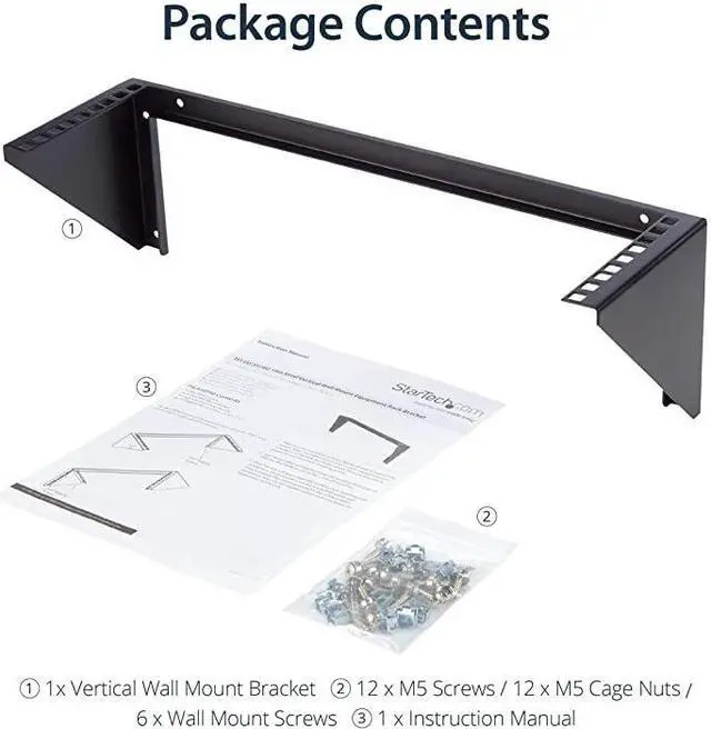 Alt view image 6 of 7 - com 3U Wall Mount Patch Panel Bracket 19 in Steel Vertical Patch Panel Mounting Rack for Networking Equipment RK319WALLV Black