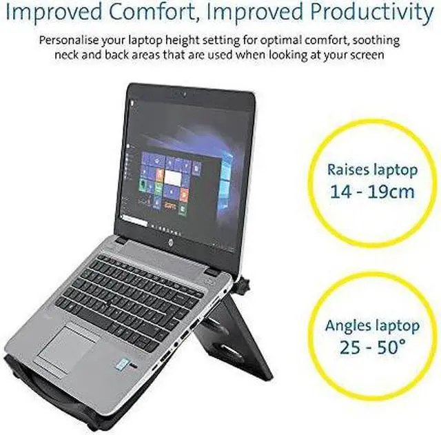 Alt view image 4 of 7 - Easy Riser Portable Ergonomic Laptop Cooling Stand (12"-17") for Laptops, Chromebooks Macbooks and Wacom Devices – Black (K52788WW)