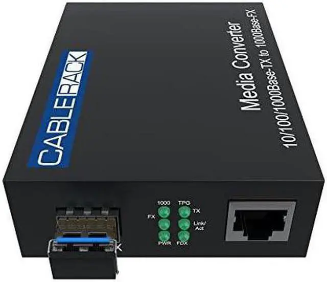 Alt view image 3 of 5 - Gigabit Media Converter LC SingleMode Fiber Media Converter up to 10KM 101001000BaseTx to 1000BaseLX LX Transceiver Included by