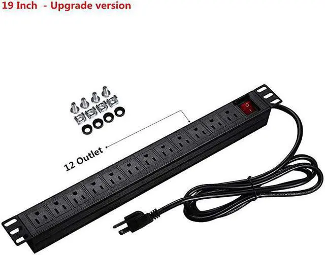 Alt view image 5 of 7 - Network Grade 12 Right Angle Outlets Rackmount PDU Power Strip with 6ft Cord Surge Protector 15A125V Black