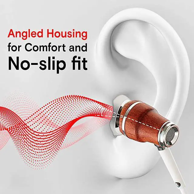 Alt view image 3 of 7 - NRG X Wood Earbuds Wired with Microphone Stereo in Ear Headphones for Computer Laptop Noise Isolating Earphones for Android Cell Phone with Booming Bass White