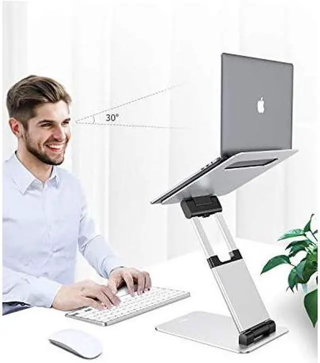 Alt view image 5 of 6 - Laptop Stand, Ergonomic Sit to Stand Laptop Holder Convertor, Adjustable Height from 2.1" to 13.8", Supports up to 22lbs, Compatible with MacBook, All Laptops Tablets 11-17" - Silver