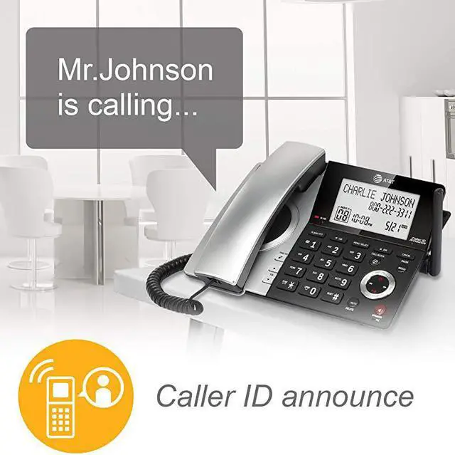 Alt view image 7 of 7 - CL84107 DECT 60 Expandable CordedCordless Phone with Smart Call Blocker BlackSilver with 1 Handset