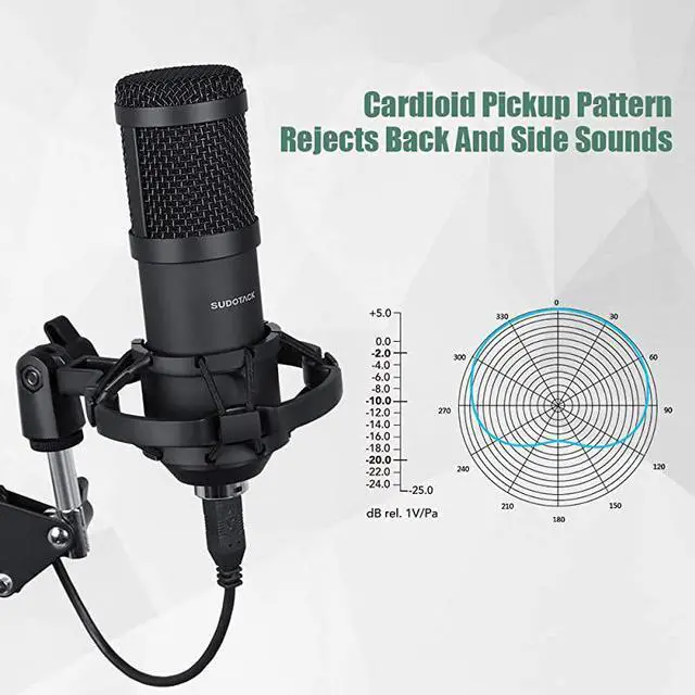Alt view image 4 of 6 - USB Streaming Podcast PC Microphone  professional 192KHZ24Bit Studio Cardioid Condenser Mic Kit with sound card Boom Arm Shock Mount Pop Filter for Skype YouTuber Karaoke Gaming Recording