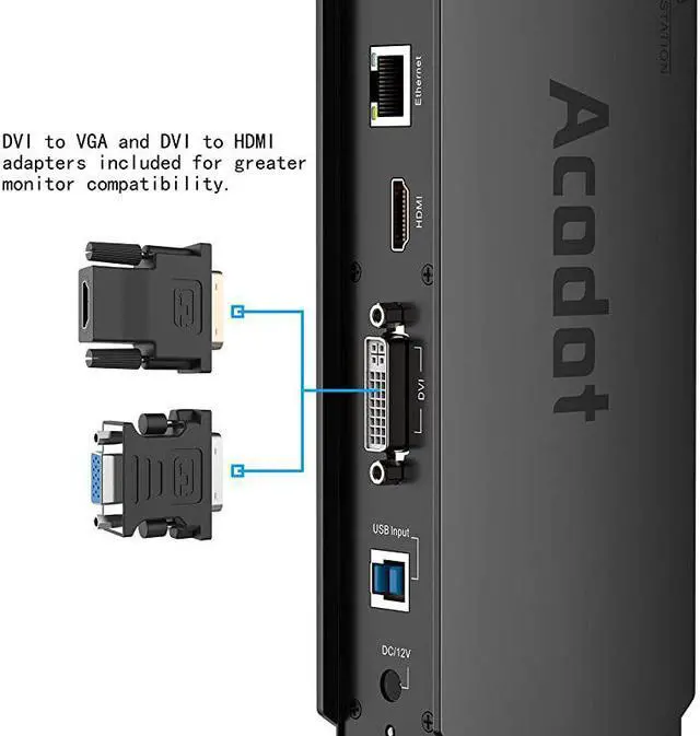 Alt view image 4 of 7 - USB 30 Universal Laptop Docking Station  Dual Monitor Dock Support Windows Equipped with Dual HDMI and DVIVGA Gigabit Ethernet Audio 6 USB Ports