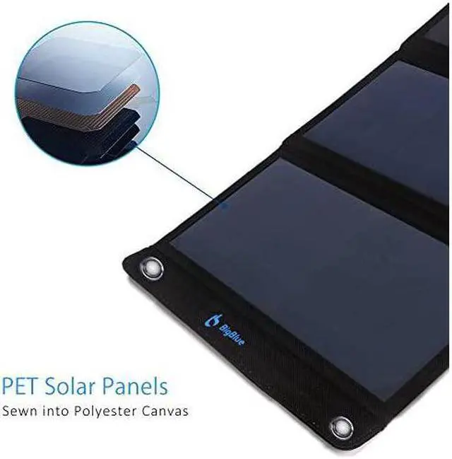 Alt view image 3 of 7 - Upgraded 3 USB Ports 28W Solar Charger5V48A Max Foldable Portable Solar Phone Charger with SunPower Solar Panel Compatible with iPhone 11XsXS MaxXRX87 iPad Samsung Galaxy LG etc
