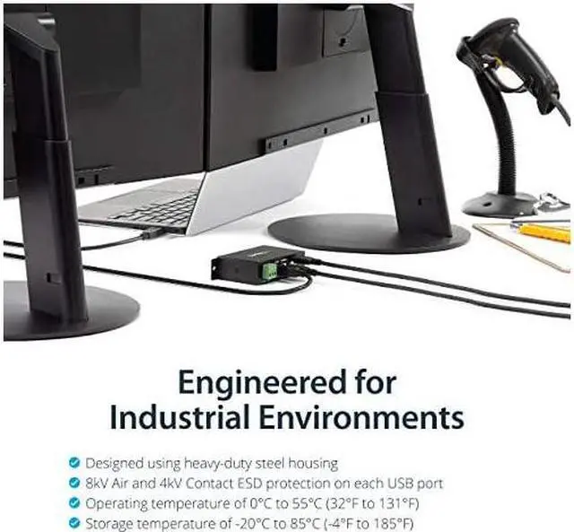 Alt view image 3 of 7 - com 4Port Industrial USB 20 Hub with ESD Protection Mountable Multiport Hub ST4200USBMBlack