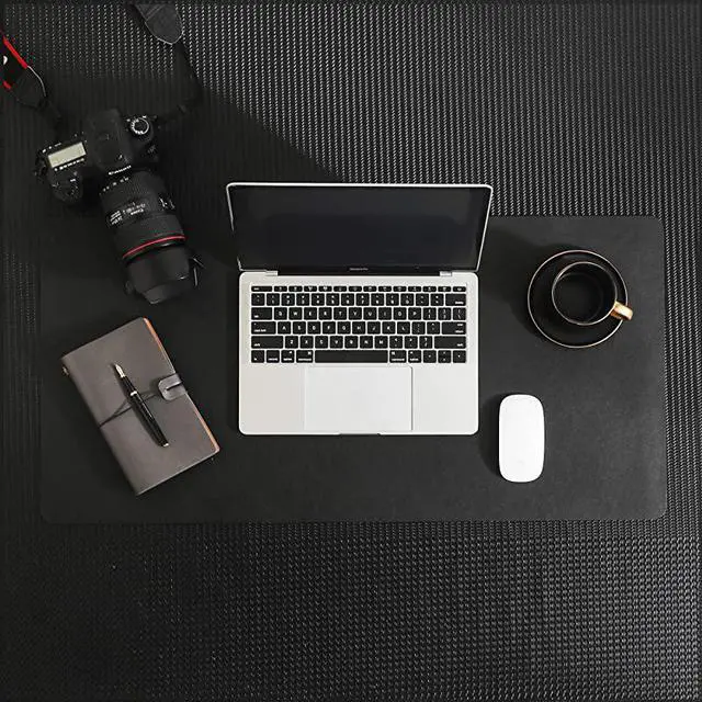 Alt view image 5 of 7 - Desk Pad ProtectorMouse PadOffice Desk Mat NonSlip PU Desk BlotterLaptop Desk PadWaterproof Desk Writing Pad for Office and Home Black315 x 157