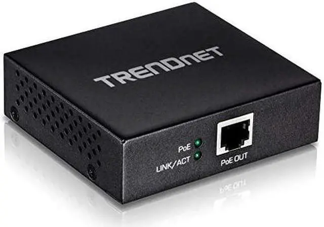 Main image of Gigabit PoE+ RepeaterAmplifier TPEE100 1 x Gigabit PoE+ In Port 1 x Gigabit PoE Out Port Extends 100m for Total Distance Up to 200m 656 ft Supports PoE 154W PoE+ 30W Black