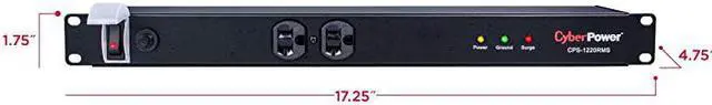 Alt view image 5 of 5 - CPS1220RMS Surge Protector 120V20A 12 Outlets 15ft Power Cord 1U Rackmount