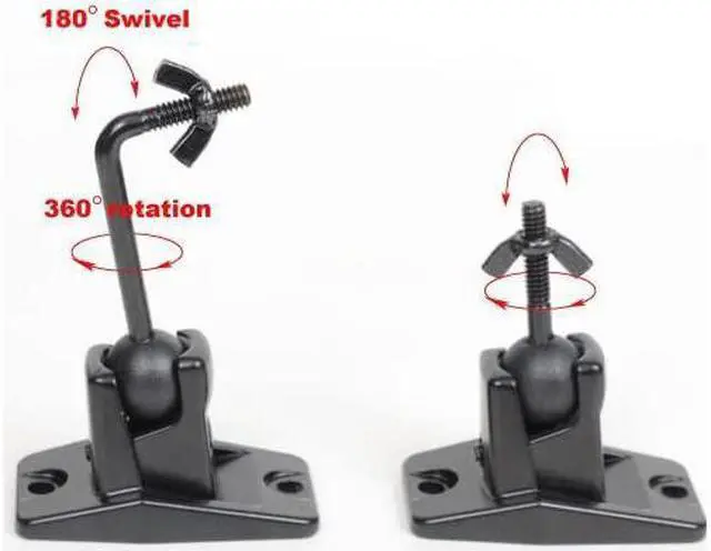 Alt view image 5 of 6 - Speaker Wall Ceiling Mount Bracket One Pair for Universal Satellite, fits Keyhole and Thread Hole with 1/4 20 Threads, 4mm and 5mm Black 1ST
