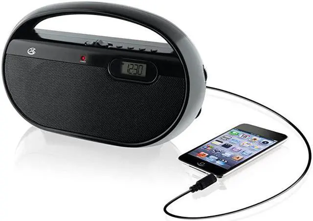 Alt view image 2 of 5 - Inc. R602B Portable AM/FM Radio with Digital Clock and Line Input (Black)