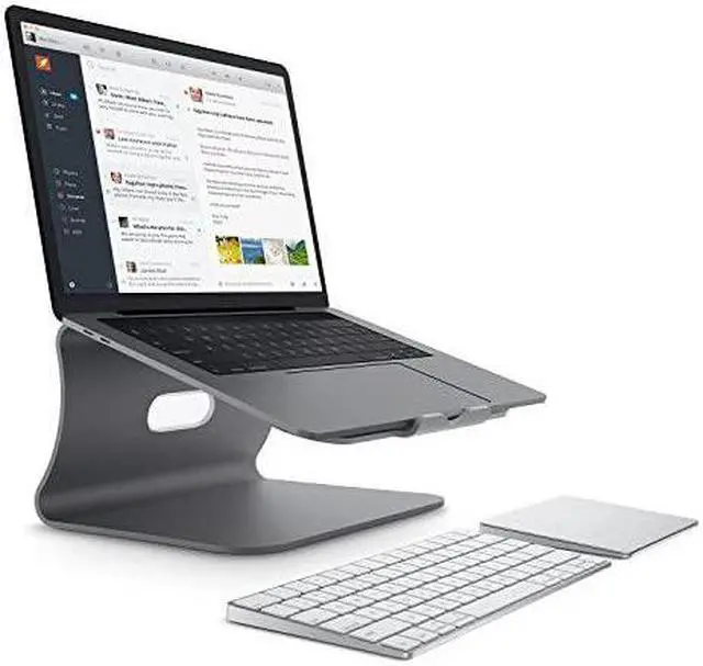 Alt view image 4 of 7 - Laptop Stand -  Aluminum Cooling Computer Stand: [Update Version] Stand, Holder for Apple MacBook Air, MacBook Pro, All Notebooks, Grey (Patented)