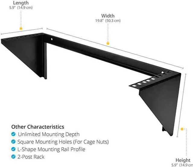 Alt view image 5 of 7 - com 3U Wall Mount Patch Panel Bracket 19 in Steel Vertical Patch Panel Mounting Rack for Networking Equipment RK319WALLV Black