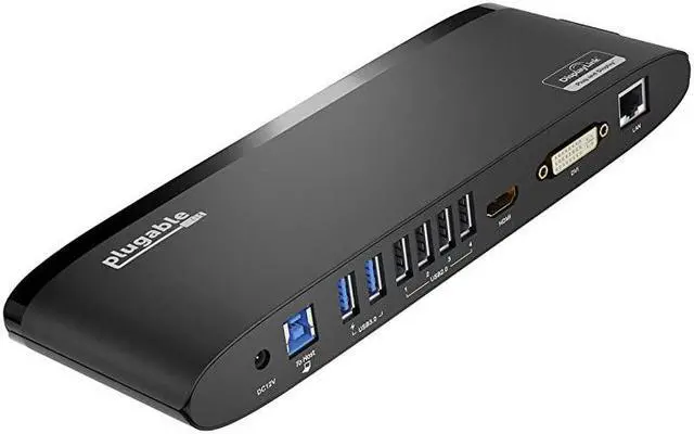 Main image of USB 3.0 Universal Laptop Docking Station for Windows and Mac (Dual Monitor: HDMI and DVI/HDMI/VGA, Gigabit Ethernet, Audio, 6 USB Ports) - Horizontal