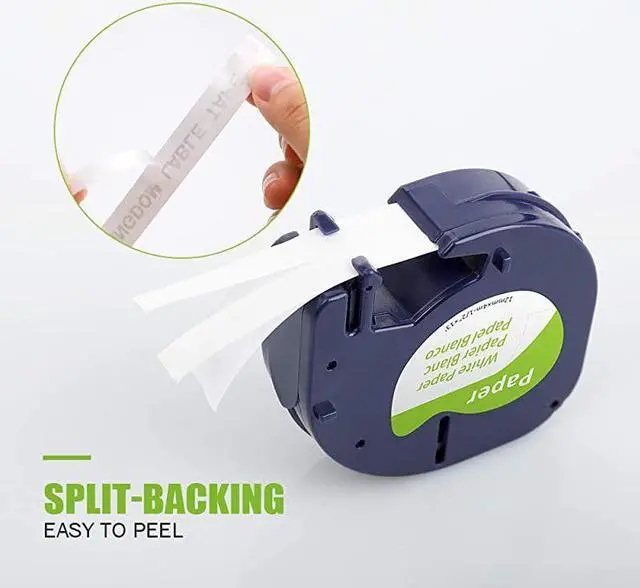 Alt view image 3 of 7 - Compatible Tape Replacement for DYMO LetraTag White Paper Refill 91330 10697, 1/2" x 13' 12mm x 4m Black on White Maker Tape for dymo Letra Tag LT-100H Plus Printer, 5-Pack