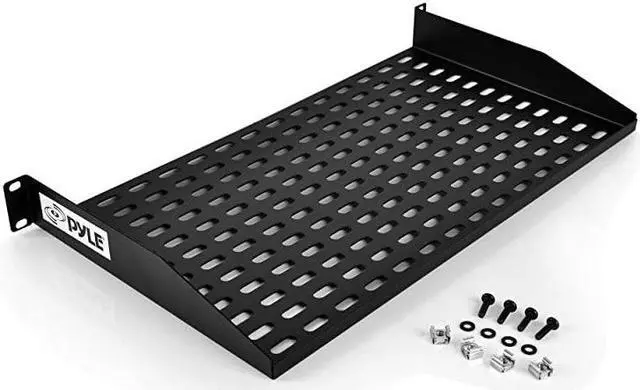 Alt view image 4 of 5 - 19Inch 1U Server Rack Shelf Vented Shelves For Good Air Circulation Cantilever Mount Wall Mount Rack Universal Device Cabinet Shelf Computer Case Mounting Tray Black PLRSTN14U