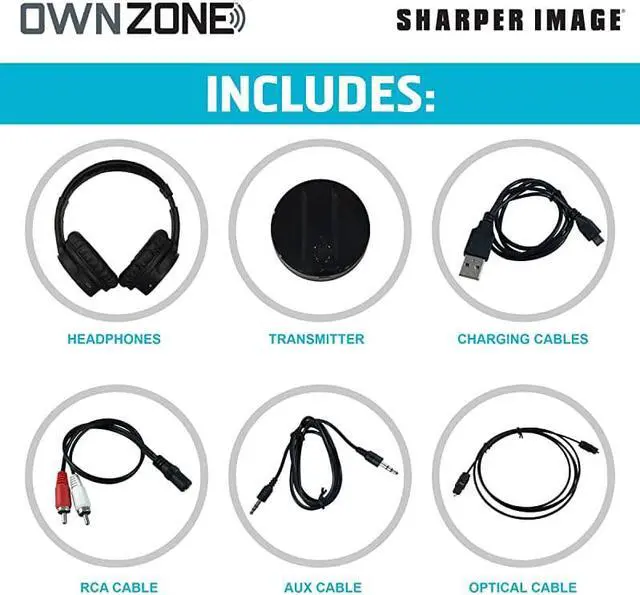 Alt view image 6 of 7 - OWN ZONE Wireless Rechargeable TV Headphones RF Connection 24 GHz Transmits Wirelessly up to 100ft No Bluetooth Required AUX RCA Optical Cable Included Black