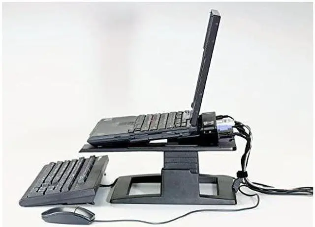 Alt view image 6 of 7 - Adjustable Laptop Stand Raise Screen Height to Reduce Neck Strain 3quot Height Adjustment Large Platform for Docking Station NonSkid Base Keeps Laptop Secure Cable Management Black LX500