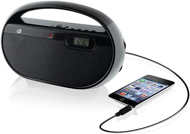 Alt view image 4 of 5 - Inc. R602B Portable AM/FM Radio with Digital Clock and Line Input (Black)