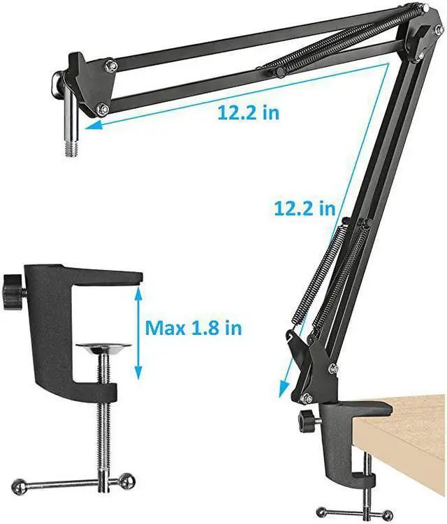 Alt view image 5 of 7 - Blue Yeti Mic Boom Arm with Foam Windscreen Suspension Boom Scissor Arm Stand with Pop Filter Cover for Blue Yeti Pro Microphone by