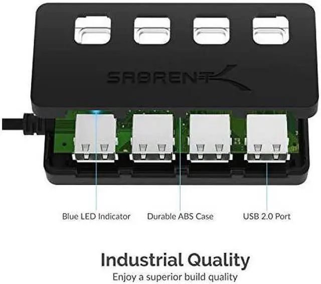 Alt view image 6 of 7 - 4Port USB 20 Hub with Individual LED lit Power Switches HBUMLS