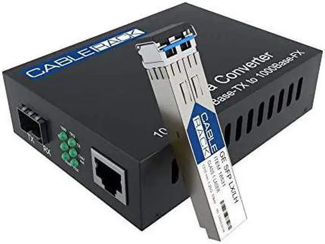 Alt view image 2 of 5 - Gigabit Media Converter LC SingleMode Fiber Media Converter up to 10KM 101001000BaseTx to 1000BaseLX LX Transceiver Included by