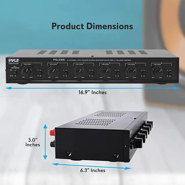 Alt view image 2 of 7 - 6 Channel Speaker Selector Switch Multi Zone A B Speaker Distribution Controller Box w Independent Audio Source Volume Control Supports Home Theater Stereo Receiver System  PSLSW6
