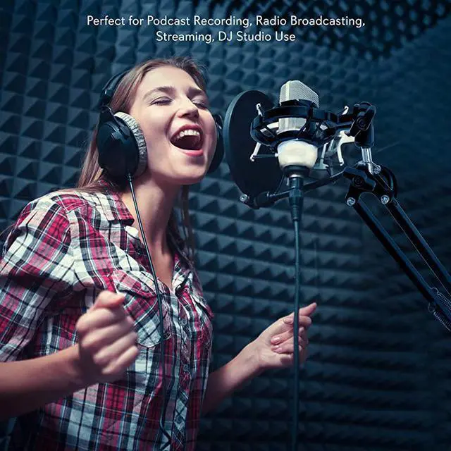 Alt view image 5 of 7 - Suspension Microphone Boom Stand Simple ClampStyle Installation Desktop Scissor Spring Arm Mic Stand w Shock Mount Quick Setup attached Maximum Mic Arm Extension Dst= 226 ft  PMKSH01