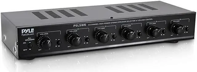 Main image of 6 Channel Speaker Selector Switch Multi Zone A B Speaker Distribution Controller Box w Independent Audio Source Volume Control Supports Home Theater Stereo Receiver System  PSLSW6