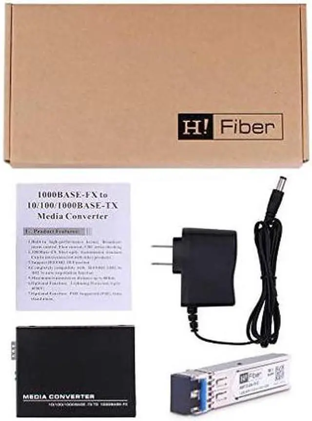 Alt view image 7 of 7 - Ethernet SFP Fiber Media Converter Including 1Gb SFP Transceiver LC Singlemode 20km 1310nm 1000BaseLX to 101001000 RJ45 DDM Plug and Play