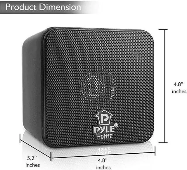 Alt view image 2 of 6 - Mini Cube Bookshelf Speakers Paper Cone Driver 200 Watt Power 8 Ohm Impedance Video Shielding Home Theater Application and Audio Stereo Surround Sound System 1 Pair Pyle PCBBK Black