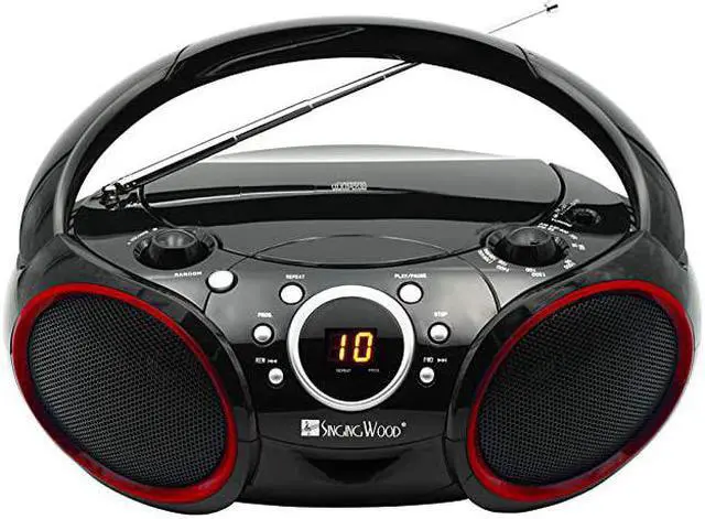 Main image of Portable CD Player AM FM Analog Tuning Radio with Aux Line in Headphone Jack Foldable Carrying Handle Black with a Touch of Blue Rims