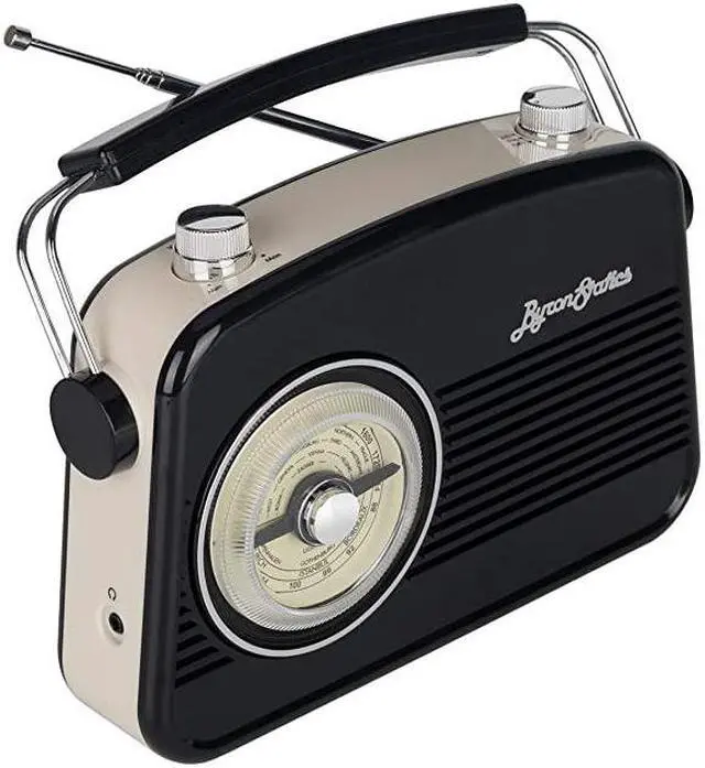 Alt view image 4 of 7 - Radios Portable Am FM Analog Large Rotary Dial Swivel Good Sensitivity and Audio External Metal Antenna Knob Switch Removable Power Plug or 15V AA Battery with Headphones Plug Black