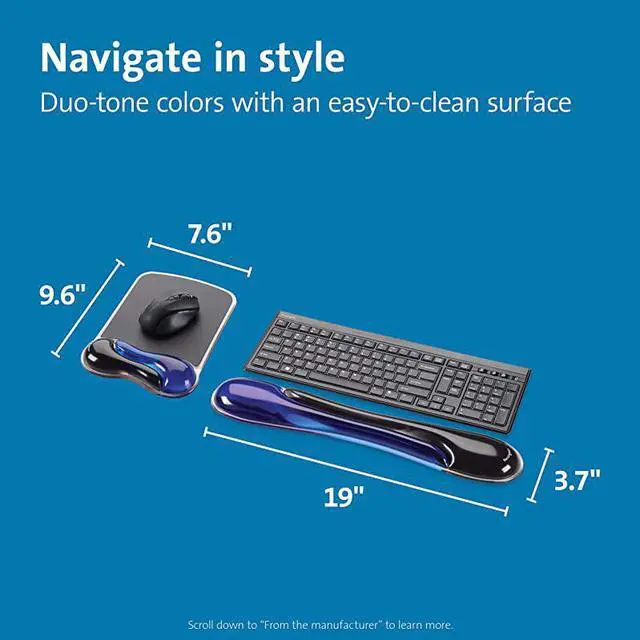 Alt view image 2 of 7 - Duo Gel Mouse & Keyboard Wrist Rest Bundle, Blue (K52920WW)