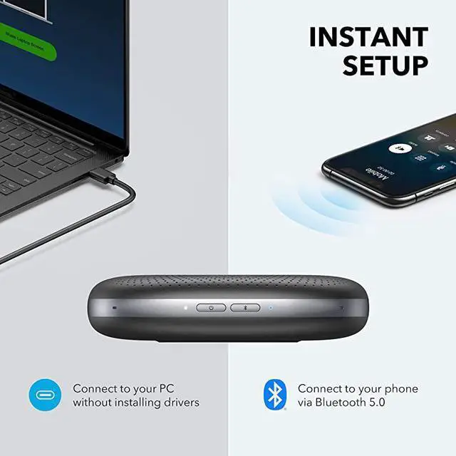 Alt view image 5 of 7 - PowerConf Bluetooth Speakerphone 6 Mics Enhanced Voice Pickup 24H Call Time Bluetooth 5 USB C Zoom Certified Bluetooth Conference Speaker Compatible with Leading Platforms For Home Office